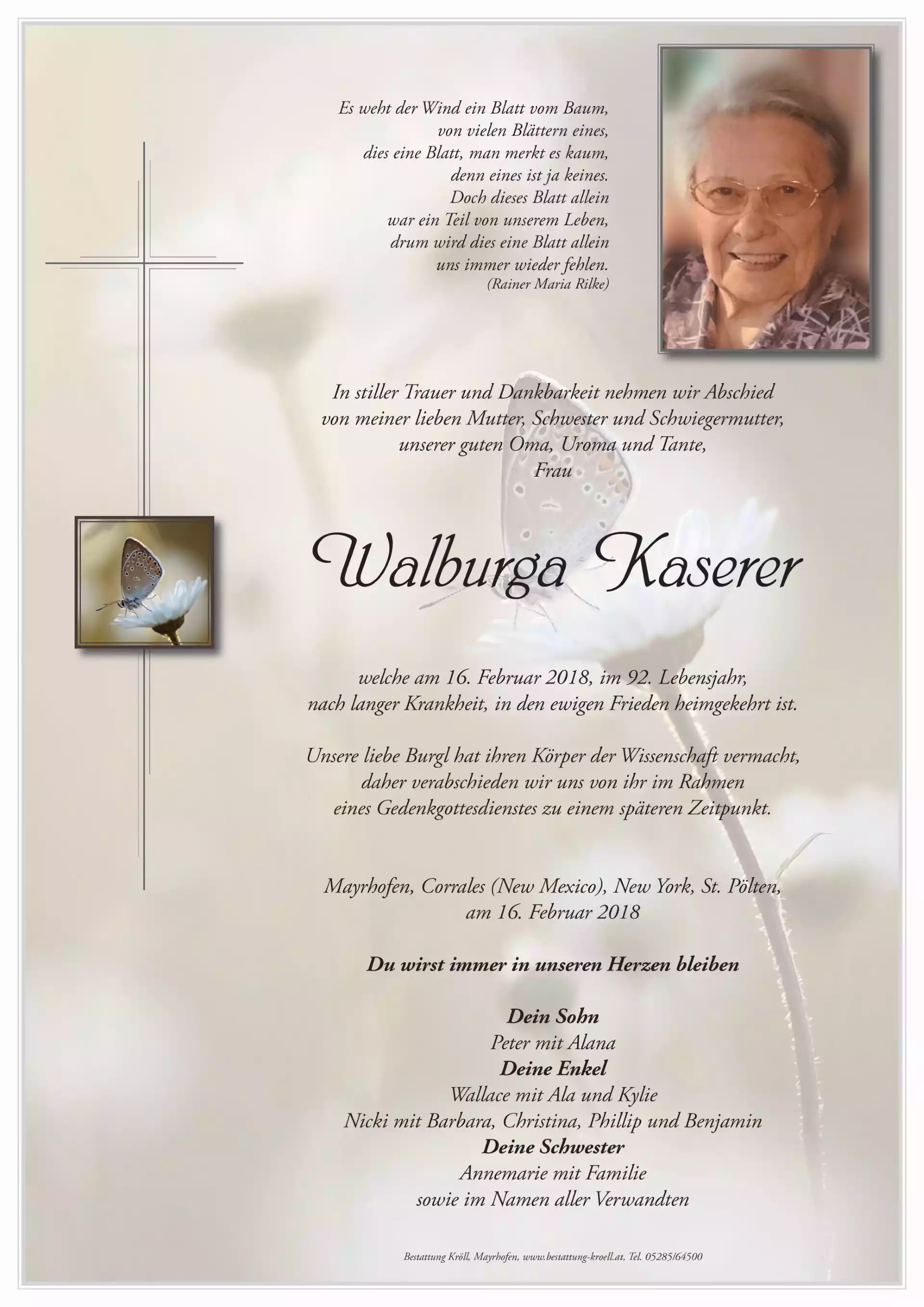 Parte von Walburga Kaserer